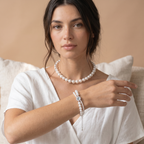 7.0-7.5mm White Freshwater Pearl Necklace, Bracelet & Earrings